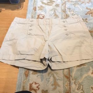 Ann Taylor loft tan kakhi shorts. Button up